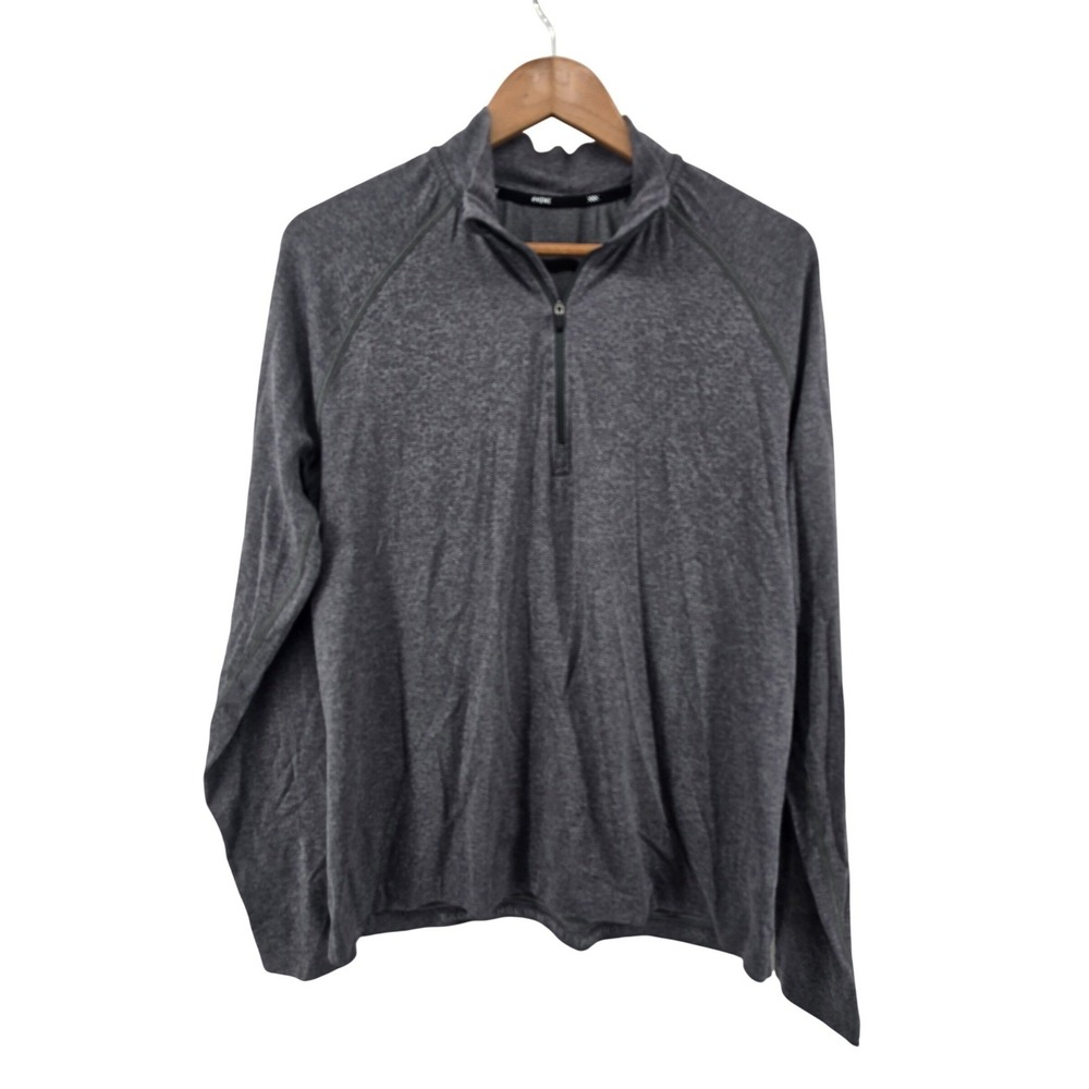 Rhone 1/4 Zip Pullover Men L Gray Commuter Heathered Raglan Performance MockNeck